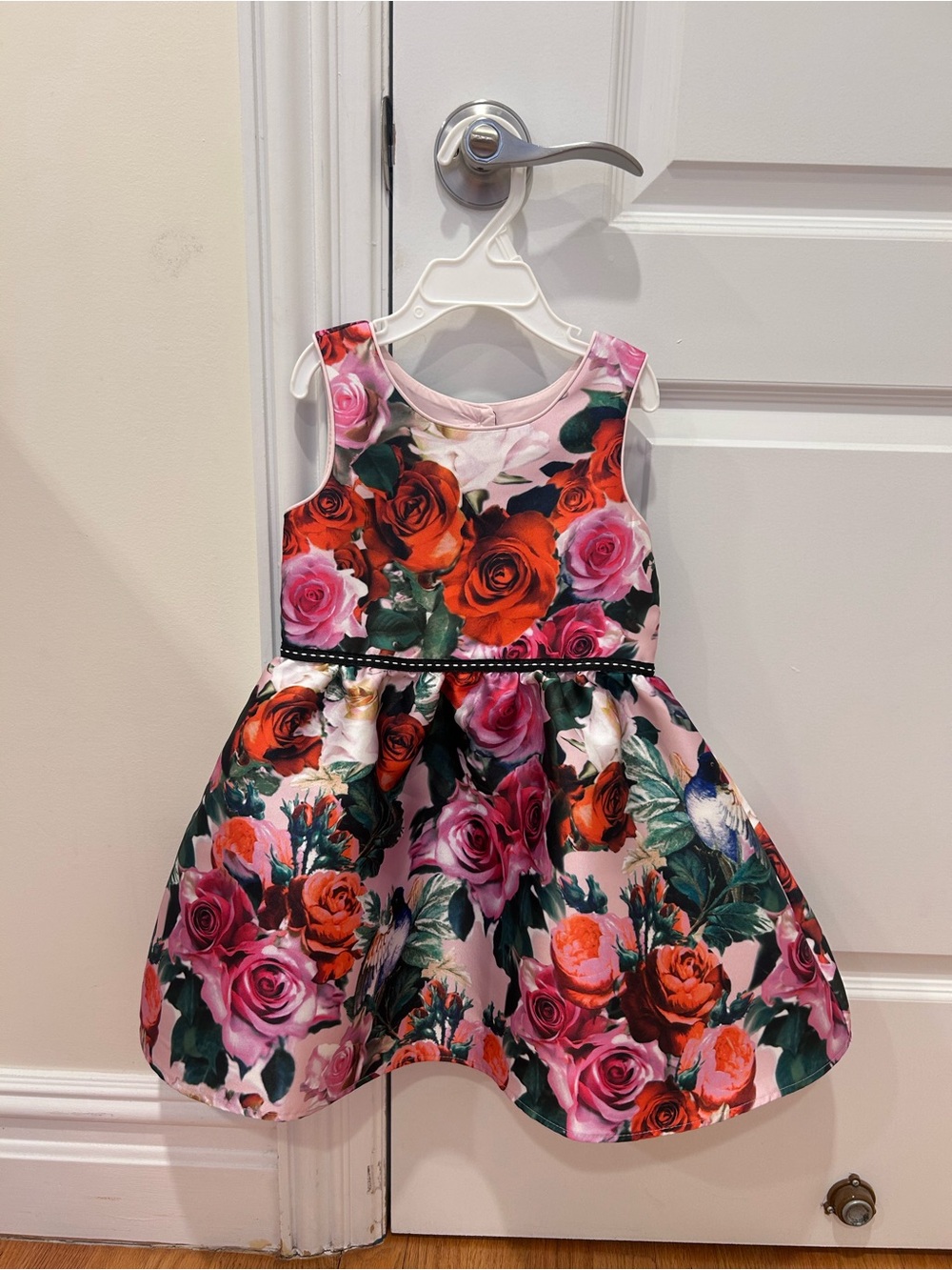 Pippa& Julie Girls Floral Rose Print Party Dress - Pink & Red Size 3 years